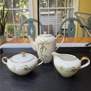 Vintage Heinrich Drazene Ivory Coffee Pot with Creamer & Sugar